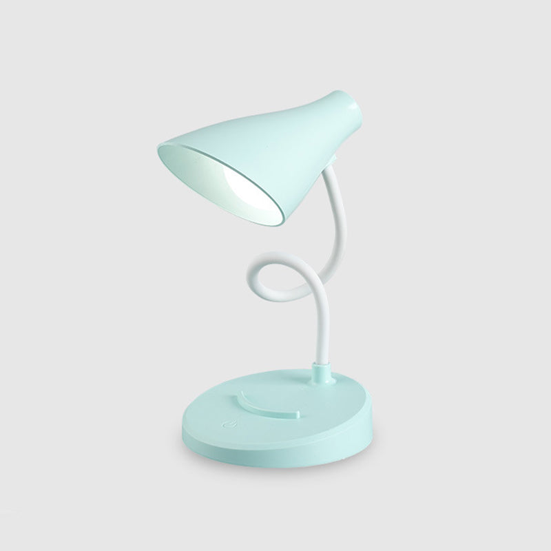 Conical LED Study Light Macaron Plastic Kids Room Touch Control Table Light