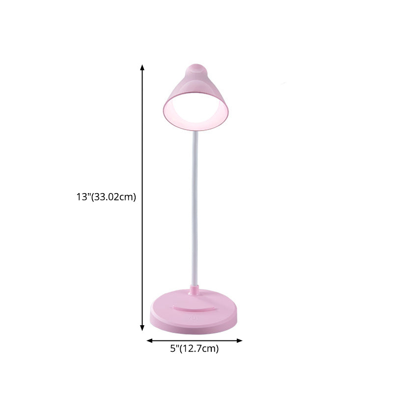 Conical LED Study Light Macaron Plastic Kids Room Touch Control Table Light