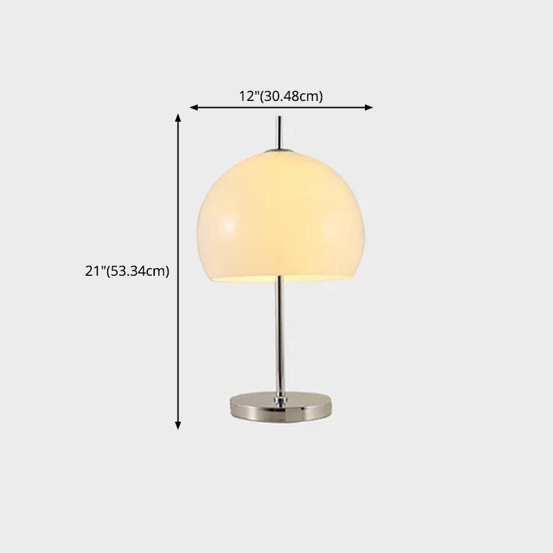 Satin Opal Glass Dome Nightstand Lamp Minimalist 1-Light Chrome Table Light
