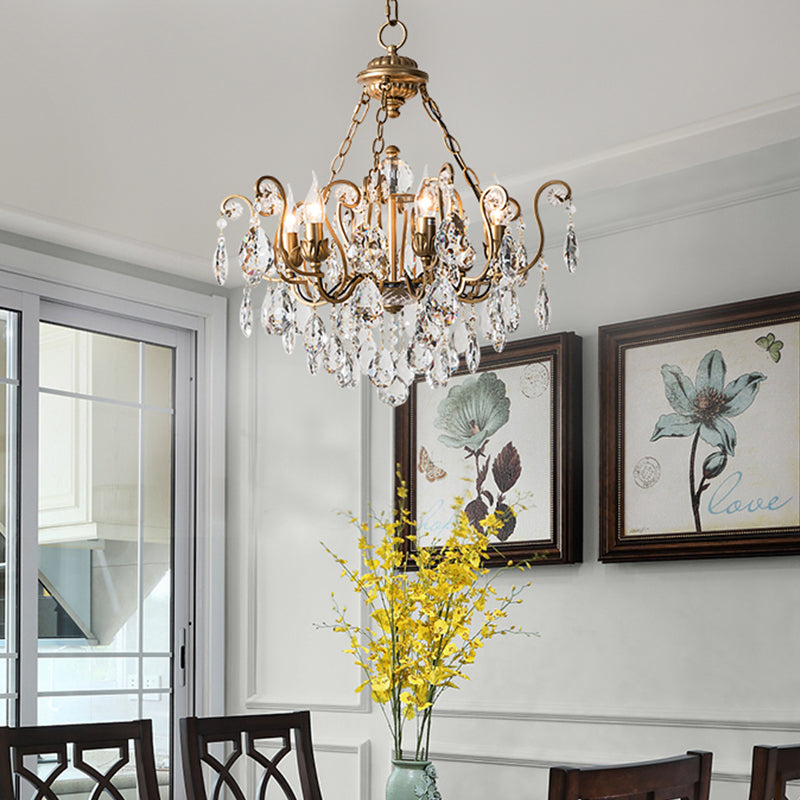 Candlestick Crystal Ceiling Chandelier Traditional 6/8/10 Lights Living Room Down Lighting Pendant in Brass