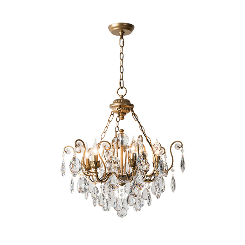 Candlestick Crystal Ceiling Chandelier Traditional 6/8/10 Lights Living Room Down Lighting Pendant in Brass