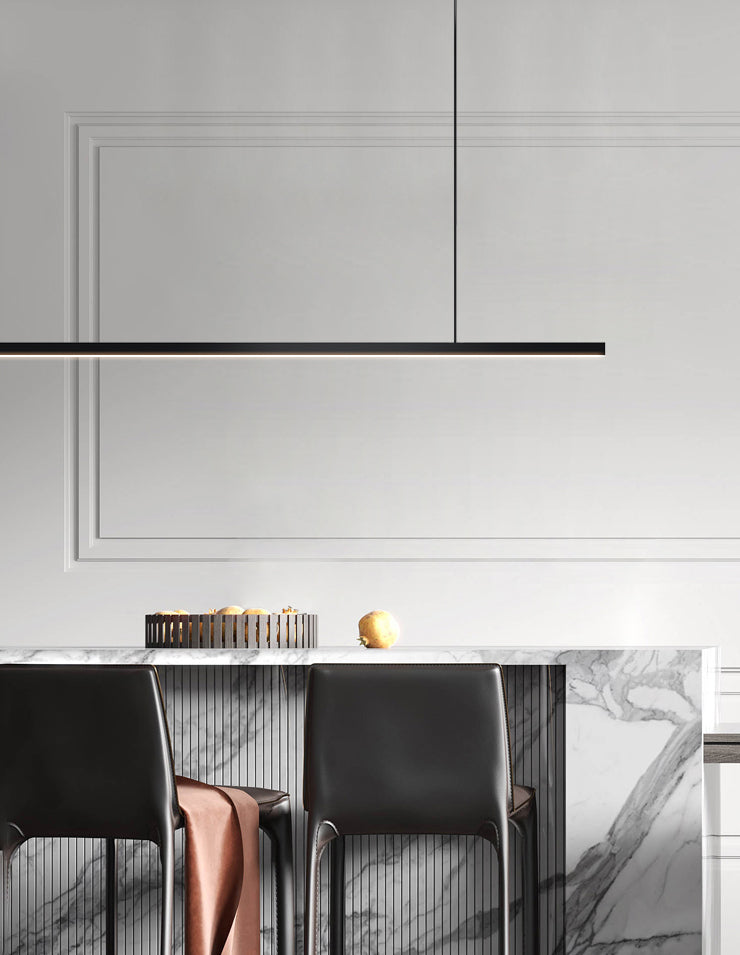 Lumo moderno a sospensione per lampadario lineare dell'isola della cucina Luce sospesa in nero