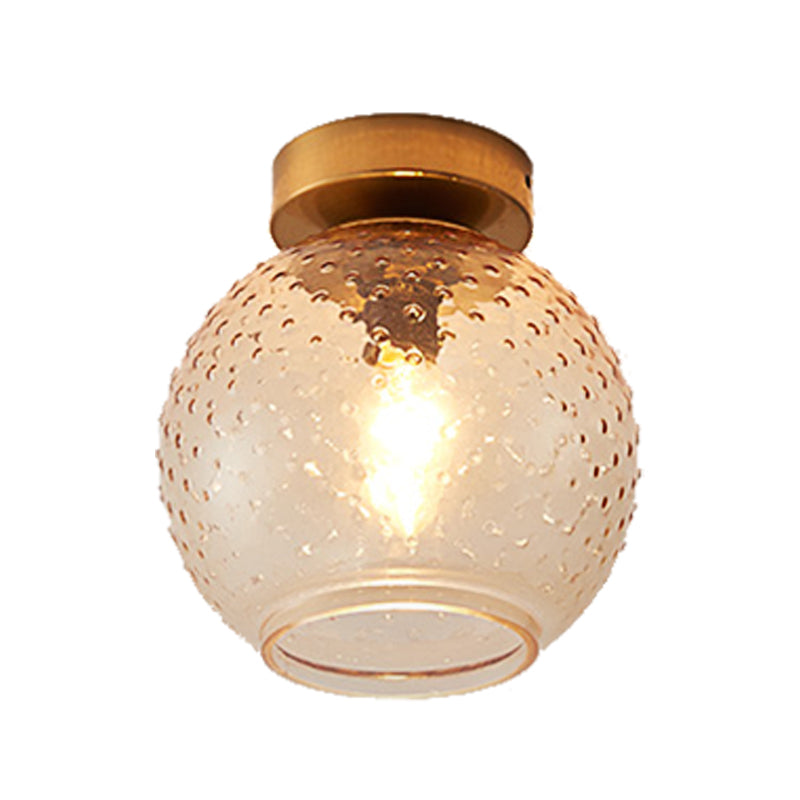Pink/Yellow/Blue/Clear Glass Flush Mount Ceiling Light with Globe Shade Minimalism 1 Light Foyer Ceiling Mounted Fixture