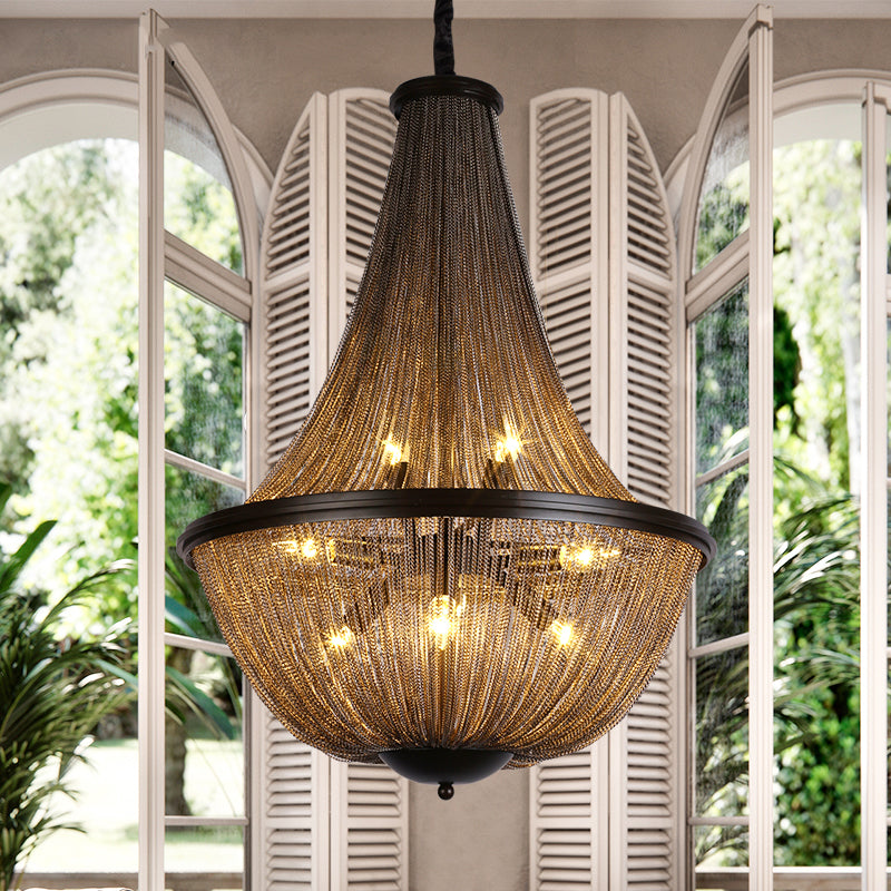 Gold 8 lumières Light Light Light Traditional Metal Metal Chain Fringe Hanging Lamp Kit