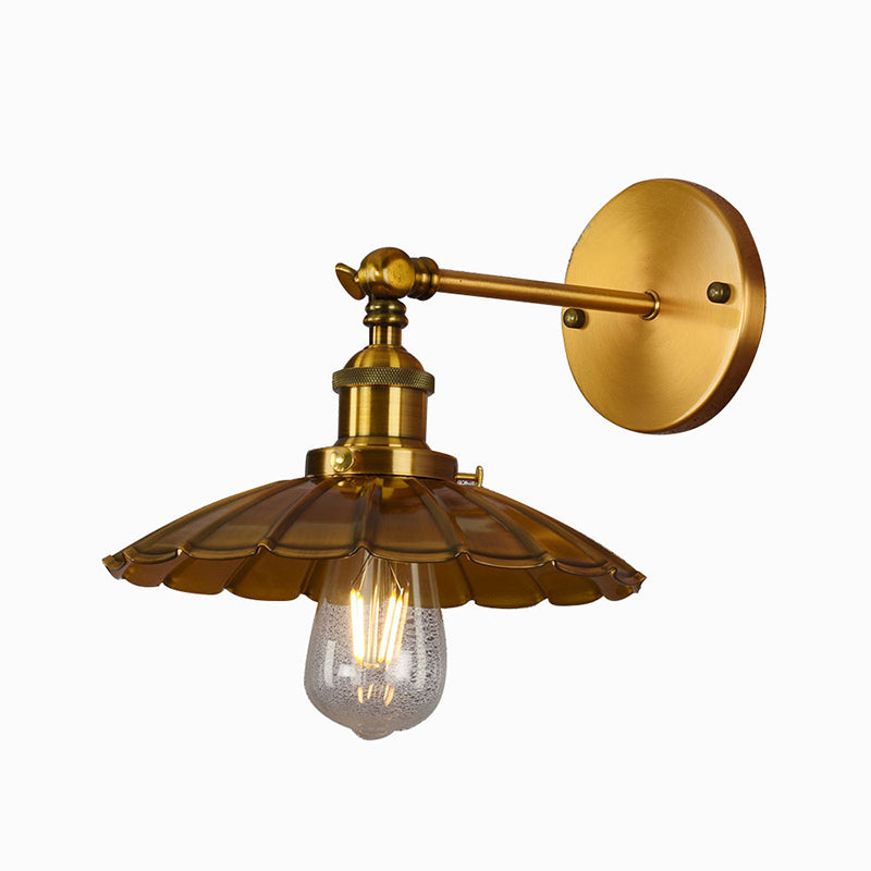 Industrial Clad Cone Wall Lights Iron 1-Light Wall Sconce Lighting in Gold