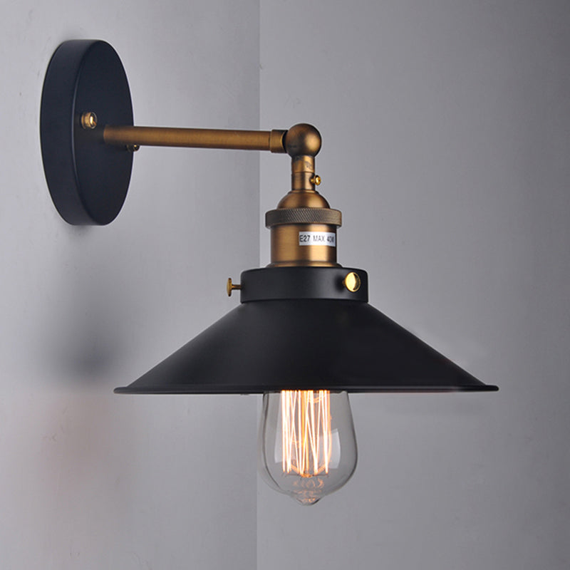 Kegelwandleuchte Lampenleuchte Industriellen Eisen 1-Licht-Wandmontageleuchte in Schwarz