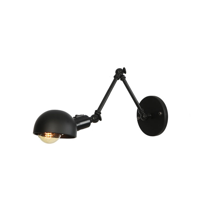 Industrial Vintage Dome Wall Lamp Fixtures Metal 1-Light Wall Mounted Lamps in Black