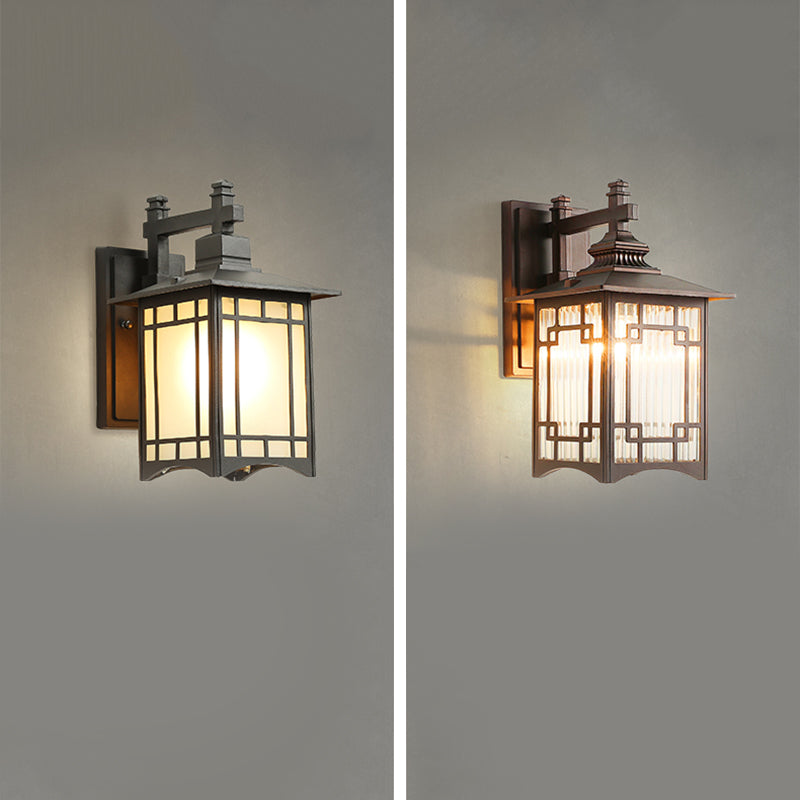 1-Light Rectangular  Wall Sconce Modern Simple Style Glass Wall Lighting in Gold