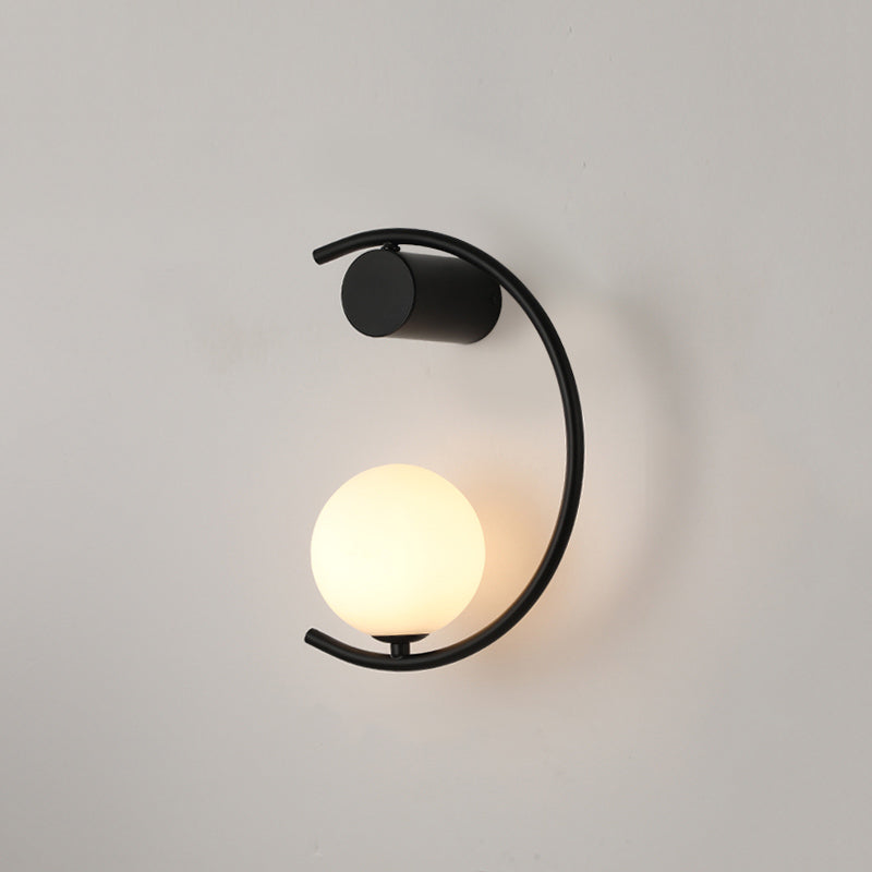 1-licht ronde wand SCONCE Moderne eenvoudige stijl glazen wandverlichting in zwart en goud