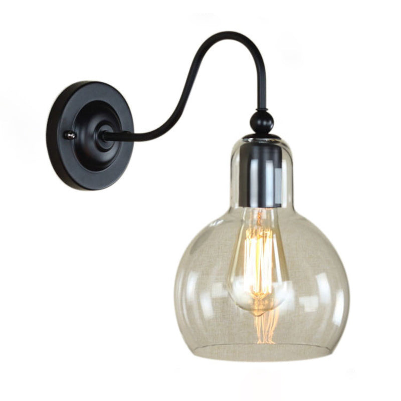 Industrial Jug Sconce Light Glass Shade 1-Light Wall Sconce Lamp in Black