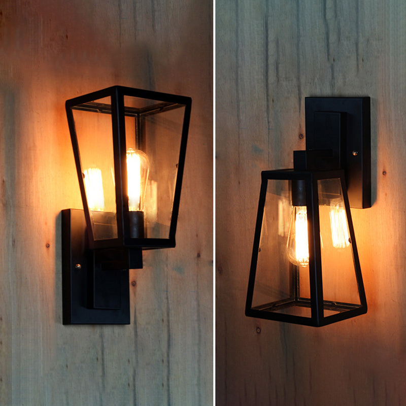 Trapezoid Wall Mounted Light Fixture Wall Light Lamp Sconce Glass 1-Light Lighting Sconce in Black