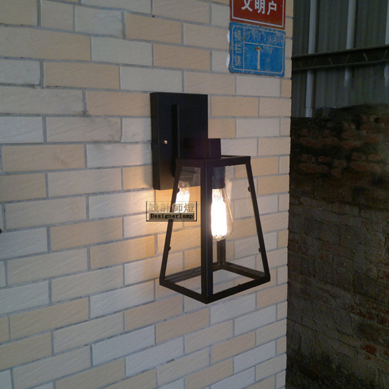 Trapezoid Wall Mounted Light Fixture Wall Light Lamp Sconce Glass 1-Light Lighting Sconce in Black