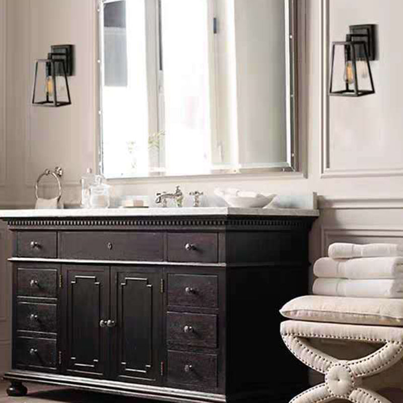 Trapezoid Wall Mounted Light Fixture Wall Light Lamp Sconce Glass 1-Light Lighting Sconce in Black