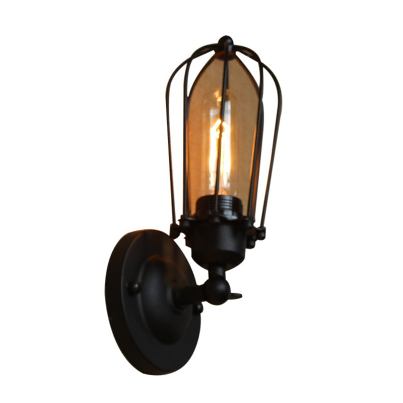 Wrought Iron Wall Lamp Sconce Industrial Cage Bedroom Sconce Light Fixture