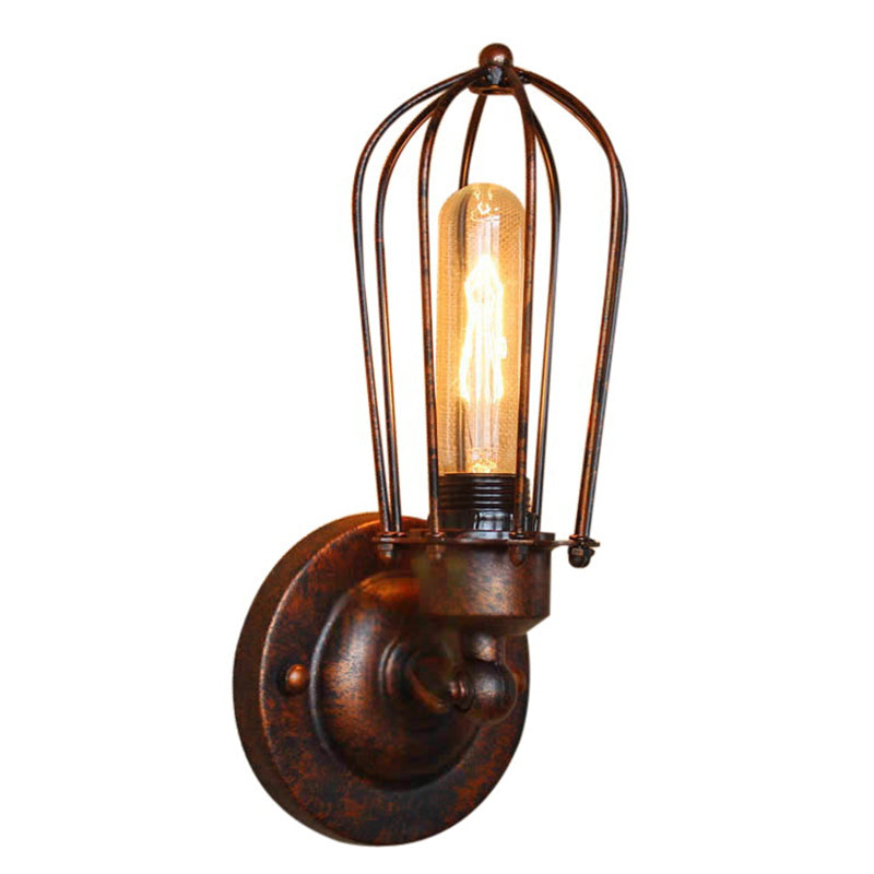 Wrought Iron Wall Lamp Sconce Industrial Cage Bedroom Sconce Light Fixture