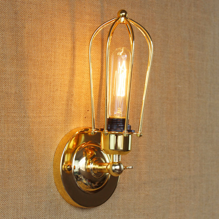 Wrought Iron Wall Lamp Sconce Industrial Cage Bedroom Sconce Light Fixture
