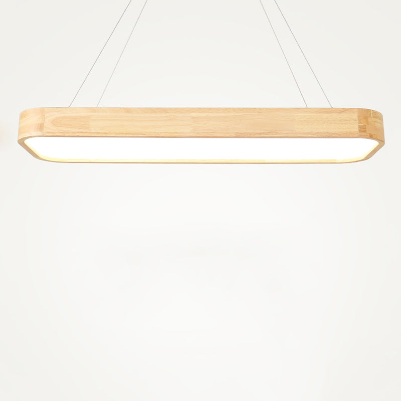 Wooden Rectangular LED Pendant Light in Modern Simplicity Acrylic Hanging Lamp for Commercial Place