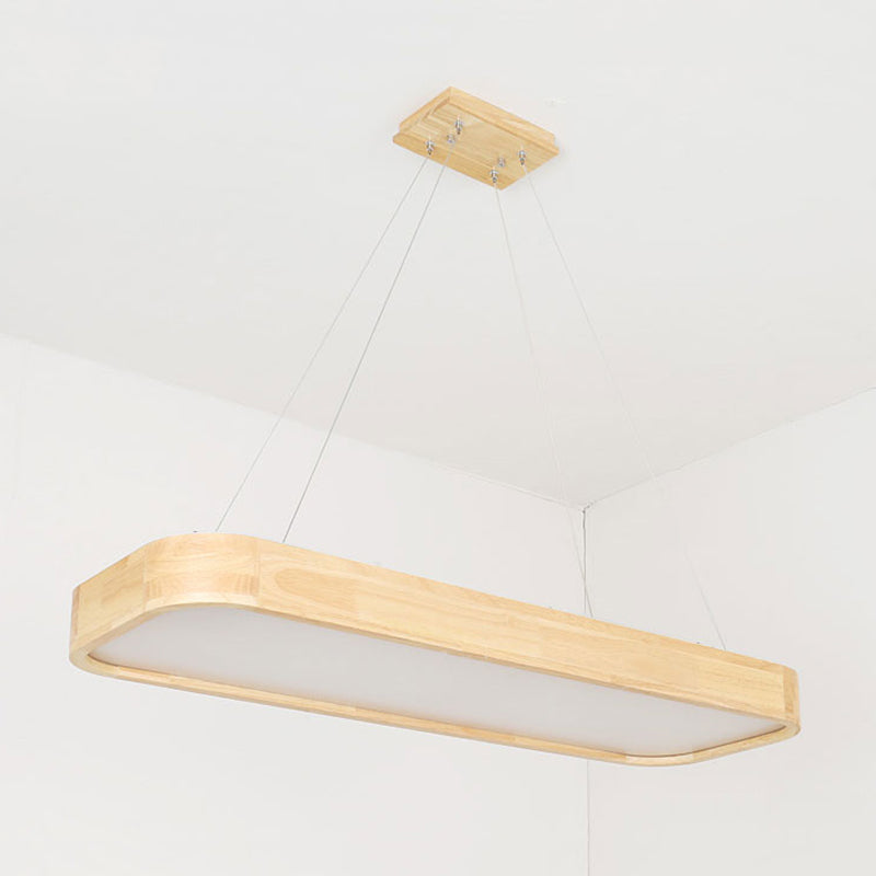 Wooden Rectangular LED Pendant Light in Modern Simplicity Acrylic Hanging Lamp for Commercial Place