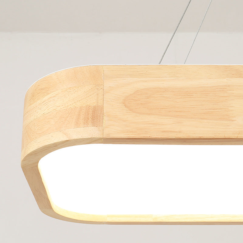 Wooden Rectangular LED Pendant Light in Modern Simplicity Acrylic Hanging Lamp for Commercial Place