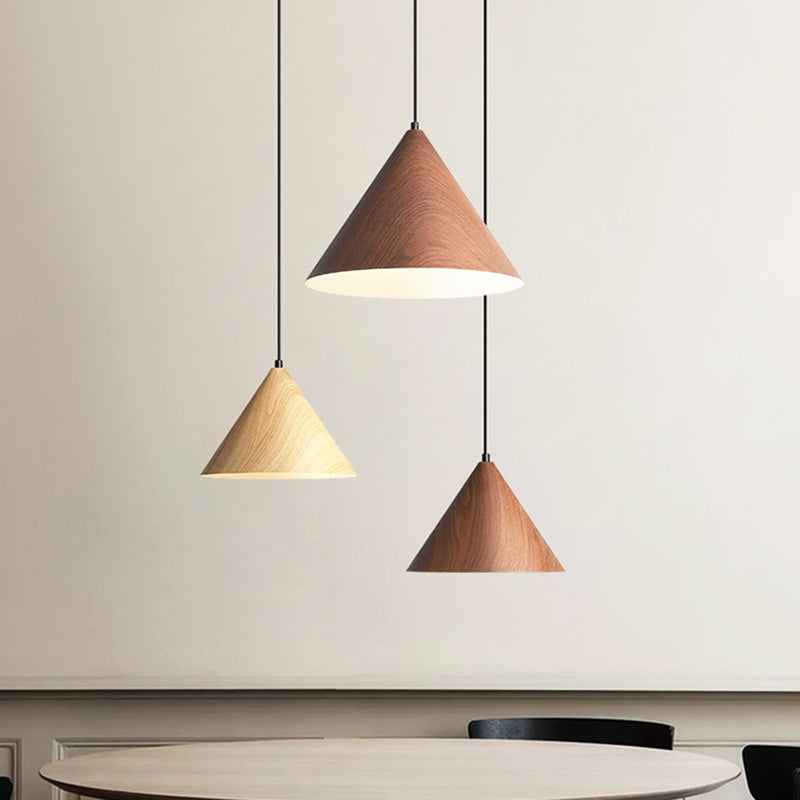 Bois moderne suspendu au plafond cône 1-Light Pendant Light pour salle à manger