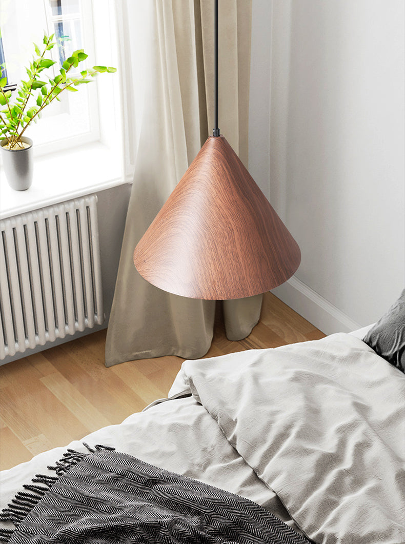 Bois moderne suspendu au plafond cône 1-Light Pendant Light pour salle à manger