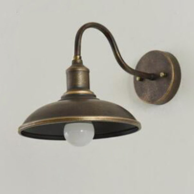 Antique Gooseneck Stem Wall Sconces Metal 1-Light Wall Mounted Lights in Black and Aged Brass