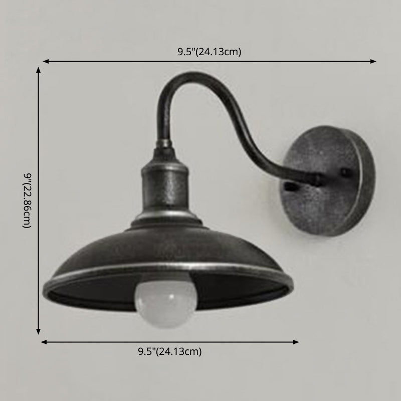Antique Schwanenhalsstamm Wandleuchter Metall 1-Licht-Wandmontage in schwarzem und gealtertem Messing