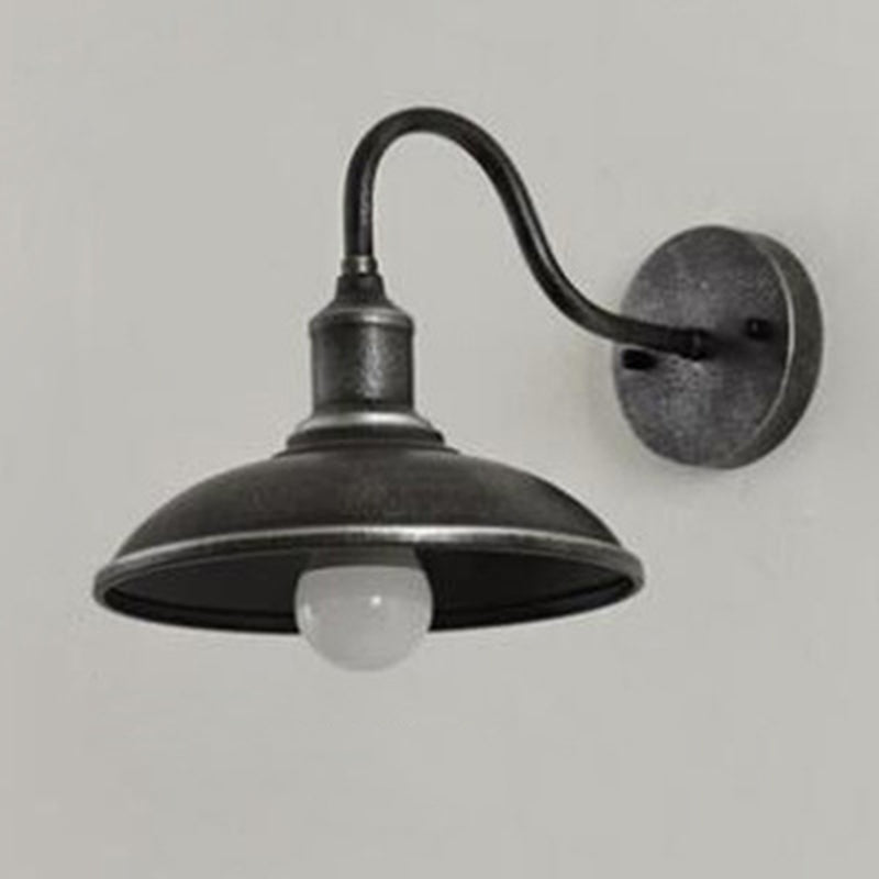 Antique Gooseneck Stem Wall Sconces Metal 1-Light Wall Mounted Lights in Black and Aged Brass