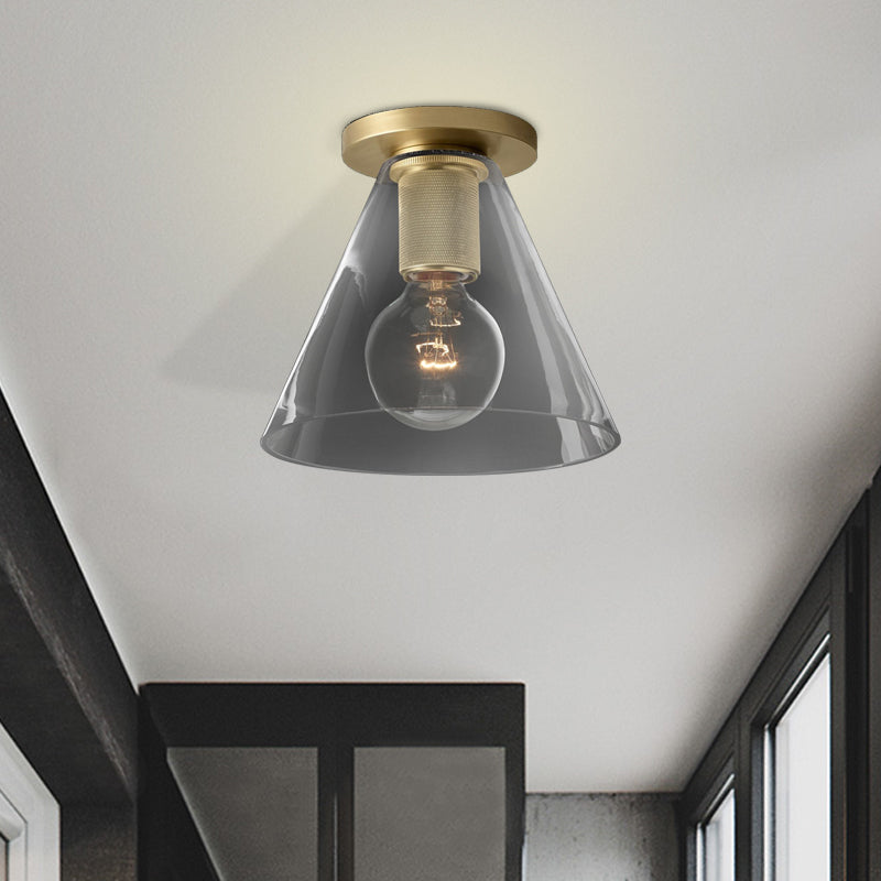 Globe/cône/cylindre/trompette en verre plafonnier suspendu moderne 1 lumière éclairage encastré en laiton pour balcon