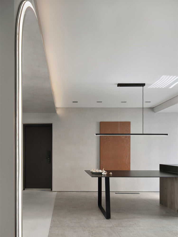 Luci a sospensione contemporanea per l'isola di cucina Linear Lighting Island Lampade in nero