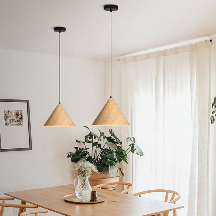 Bois moderne suspendu au plafond cône 1-Light Pendant Light pour salle à manger