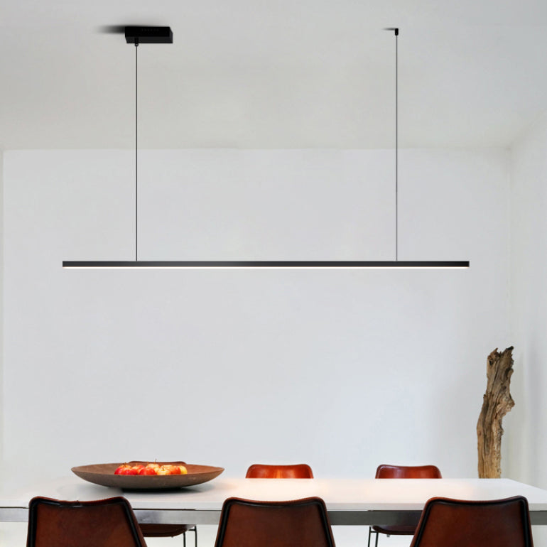 Modern Pendant Lighting for Kitchen Island Linear Chandelier Hanging Light in Black