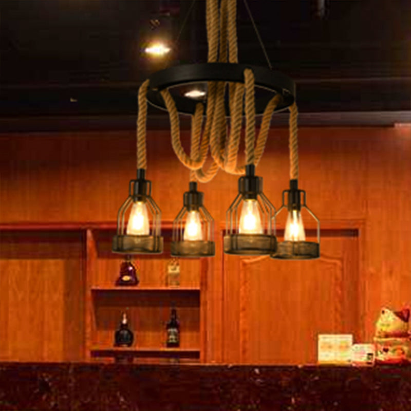 Cirkelvormige metalen kroonluchter fabriek 4/6/14 lichten restaurant plafondlamp in het zwart
