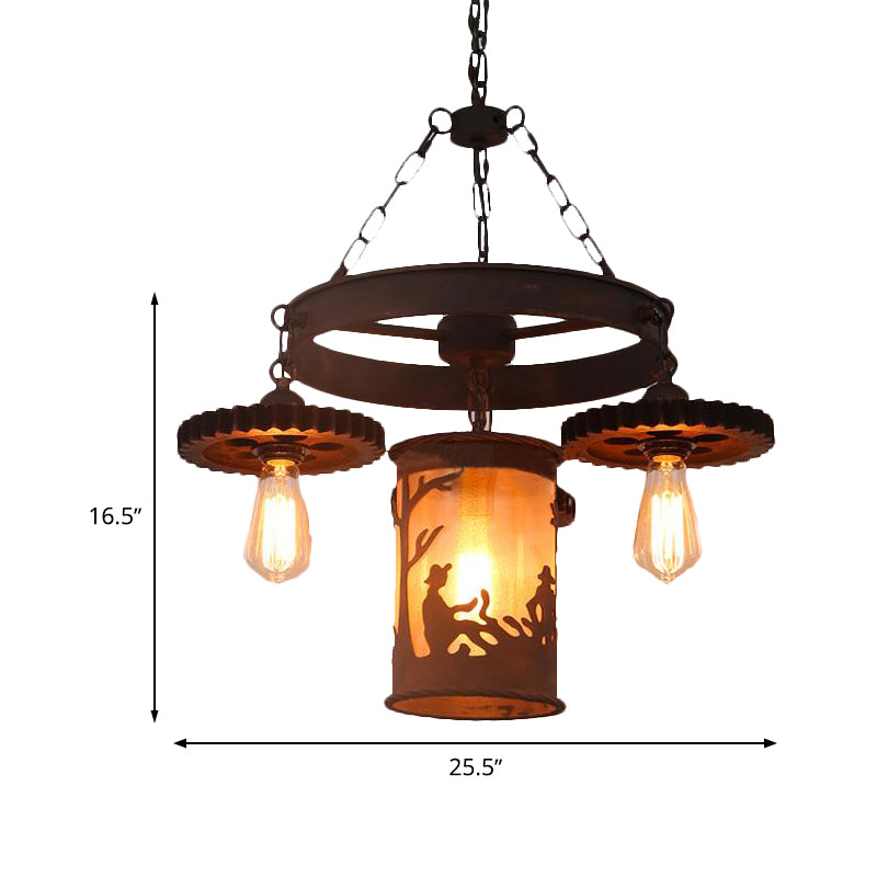 4 lichten blootgesteld lamp kroonluchter industriële roest metalen hanger verlichtingsarmatuur