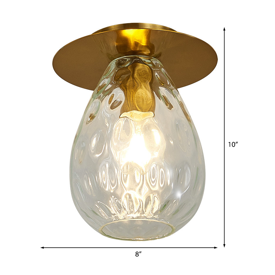 Lampe encastrée en verre à fossettes en forme de poire, style nordique, 1 lumière transparente, luminaire encastré pour le salon