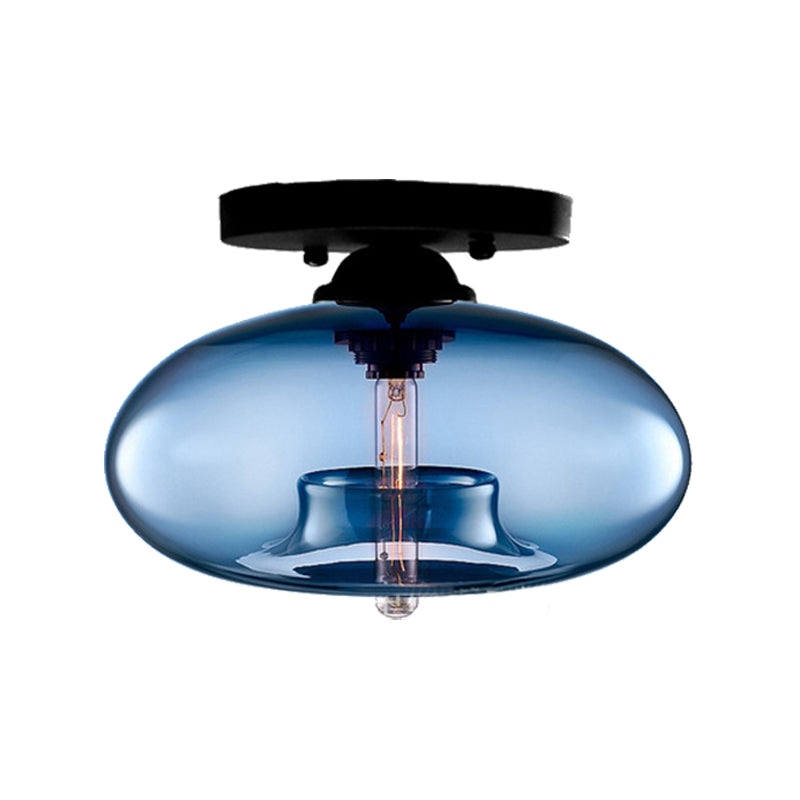Oblong Flush Deckenleuchte Modernist Glas 1 Lichthimmel Blau/Amber/Rauch Grau/Kaffee Deckenleuchte, 11 " W