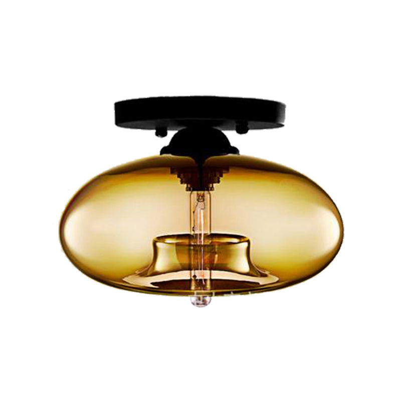 Oblong Flush Deckenleuchte Modernist Glas 1 Lichthimmel Blau/Amber/Rauch Grau/Kaffee Deckenleuchte, 11 " W