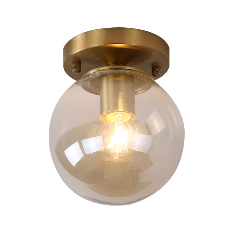 Blue/Tan Spherical Flushmount Light Minimalism Glass 1 Head Balcony Ceiling Light Flush Mount