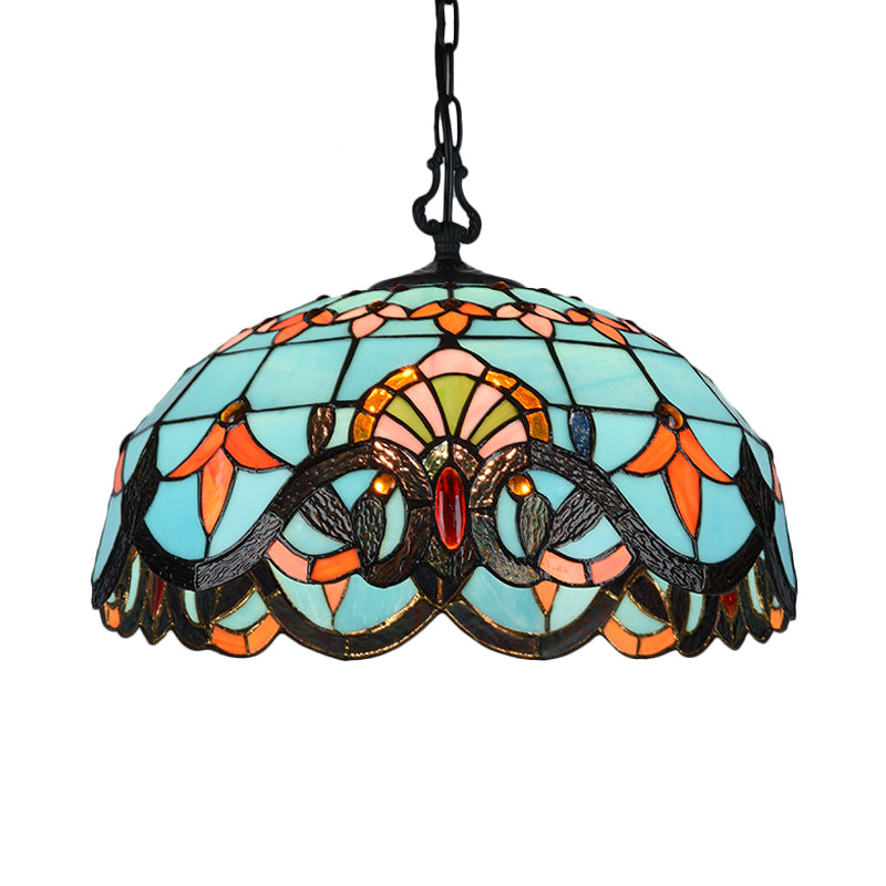 12 "/ 16" W kit de pendentif en verre coupé bleu