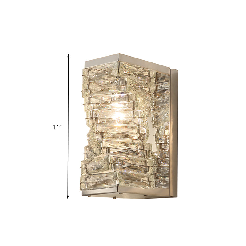 Geometric Sconce Light Modernism Clear Crystal 1 Bulb Living Room LED Wall Lighting Fixture