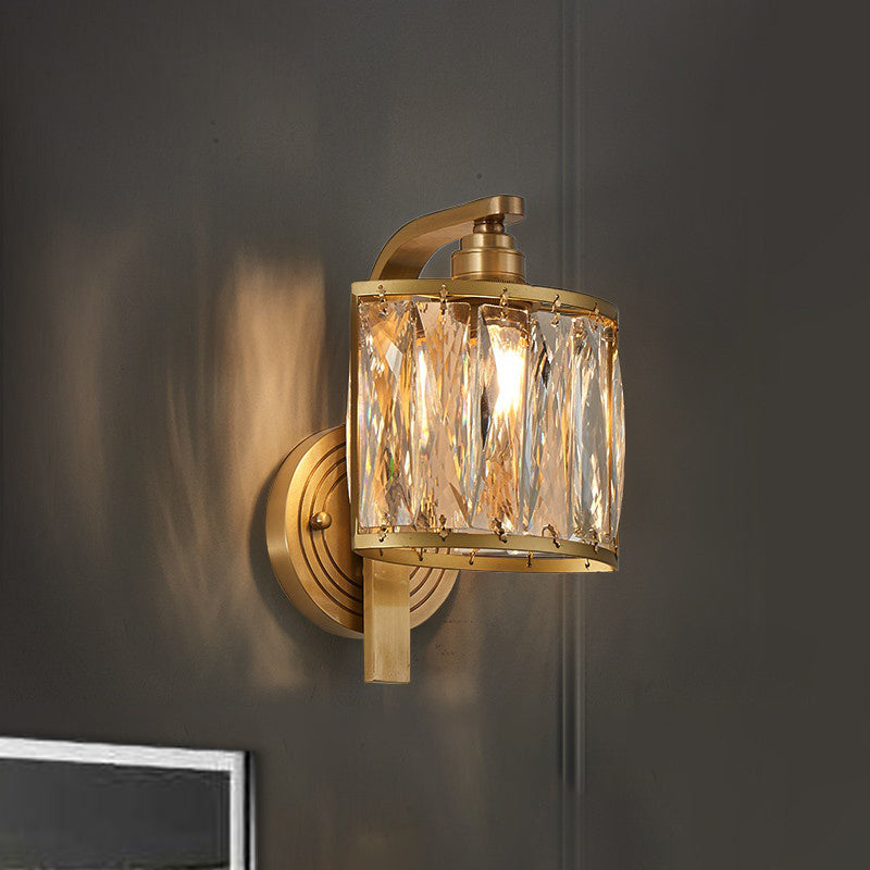 Traditionalismus Quadratmontage Lampe 1 Lichtkristall Blockwandleuchte in Gold