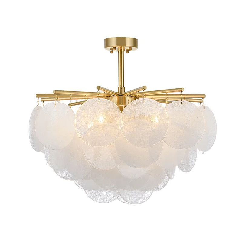 5 Lights Chandelier Light Countryside Layered Crystal Drop Pendant in Gold for Living Room