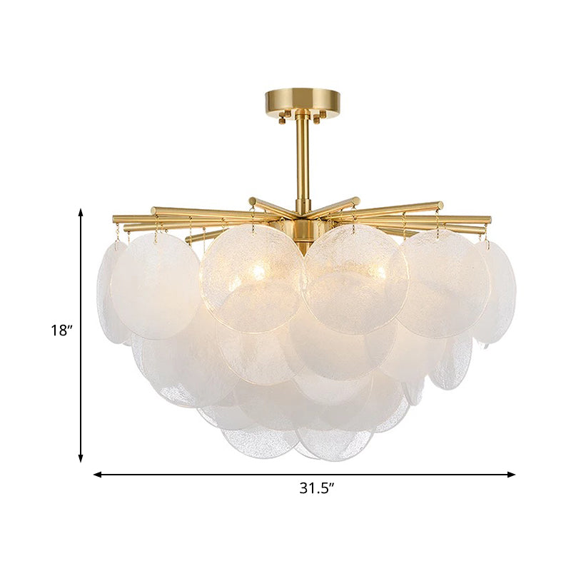 5 Lights Chandelier Light Countryside Layered Crystal Drop Pendant in Gold for Living Room