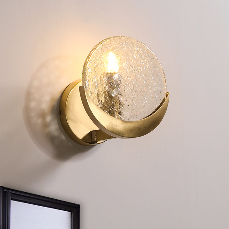 Minimalismus Ringwandhalterung Lampe 1 Kopf knistern Glaswandleuchten in Gold für Schlafzimmer