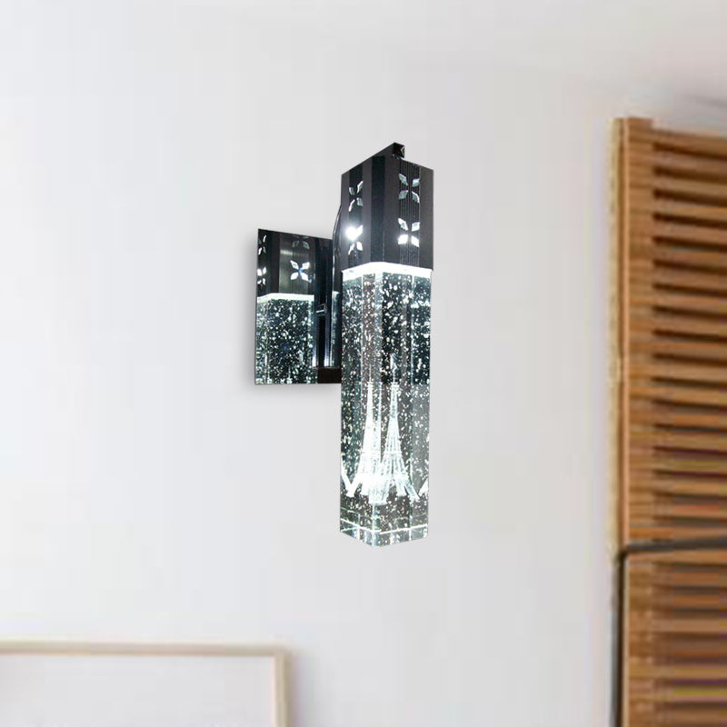 Bubble Crystal Rectangle Wall Sconce Light Modernist LED Nickle Wall Lighting Fixture in Warm/White/2 Color Light