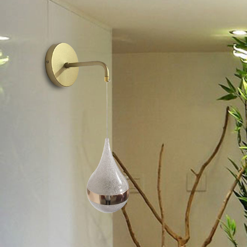 Gold Teardrop Wall Sconce Lighting Contemporary LED Crystal Wall Light Fixture in Warm/White/3 Color Light