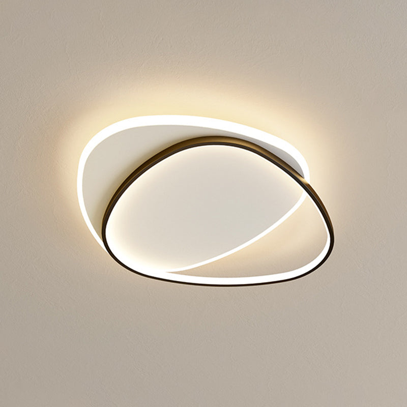Moderne Concise Oval LED Ceiling Light Wrought Iron Flush Mount avec Acrylic Shade
