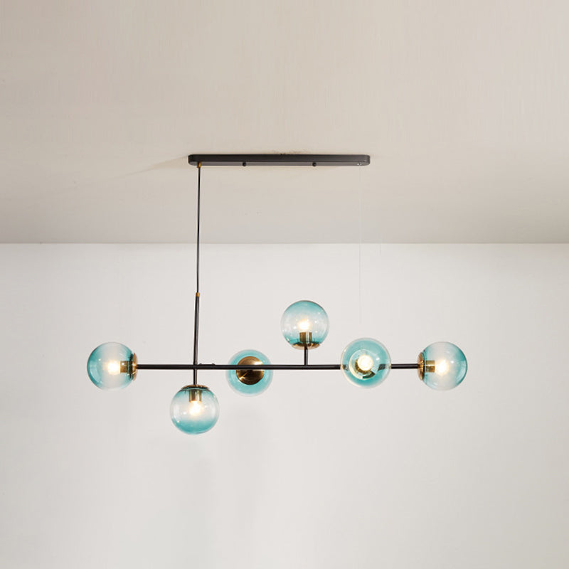 Modern Creative Globe Isola Light Iron Iron a 6 luci a sospensione Light With Glass Shade