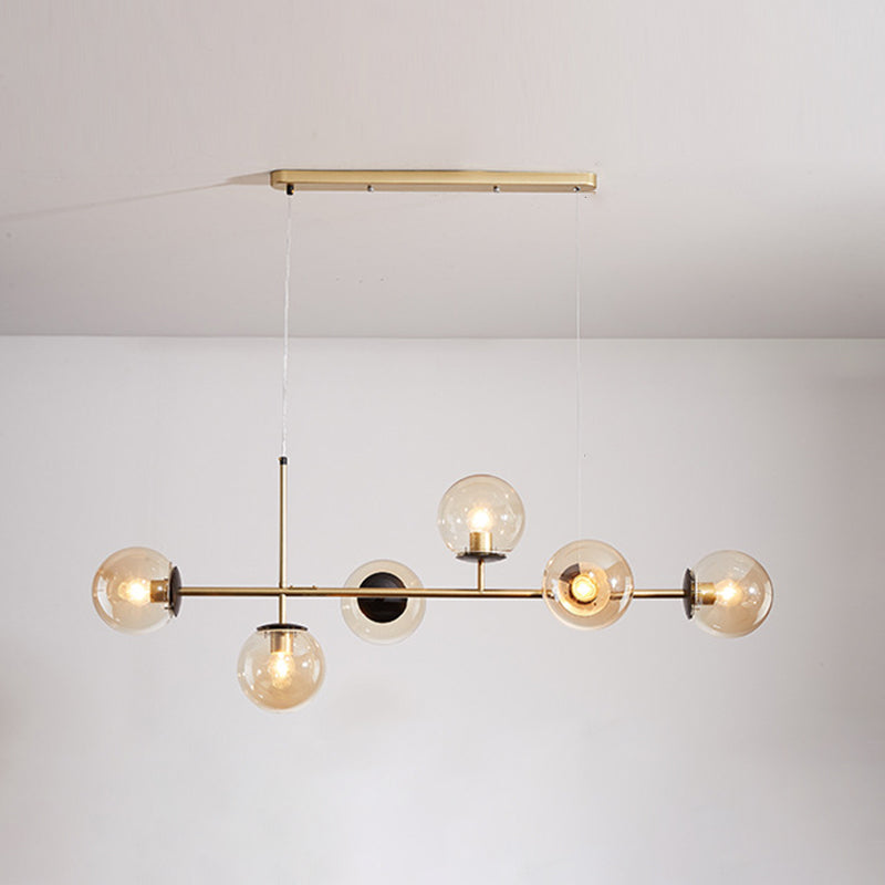 Modern Creative Globe Island Light Wrought Iron 6-Light Pendant Light with Glass Shade