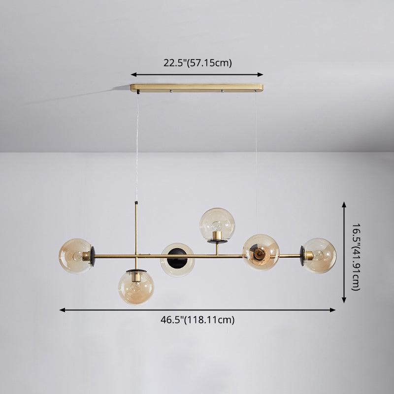 Modern Creative Globe Island Light Wrought Iron 6-Light Pendant Light with Glass Shade